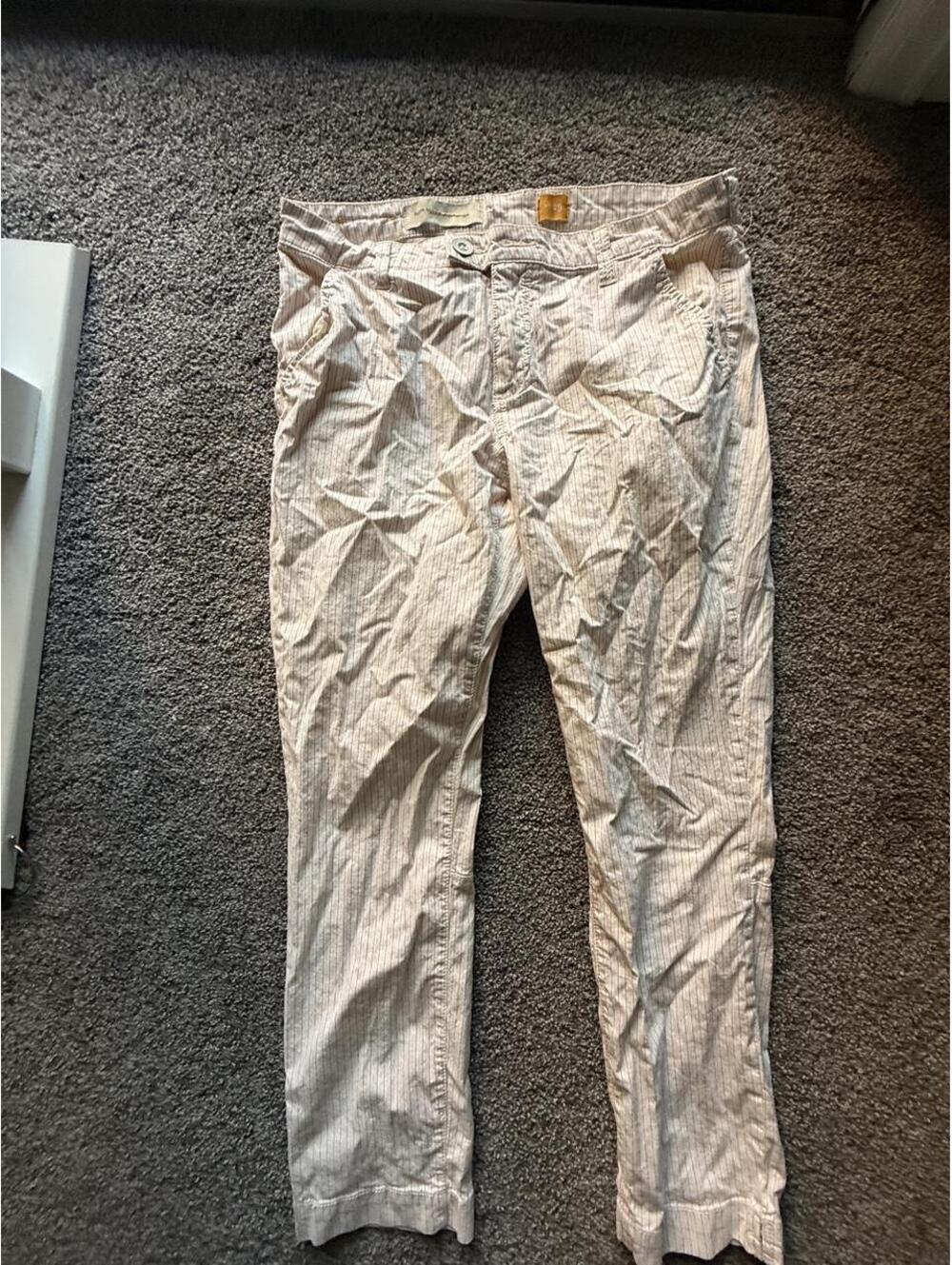Anthropologie Pilcro cream & white striped pants 29